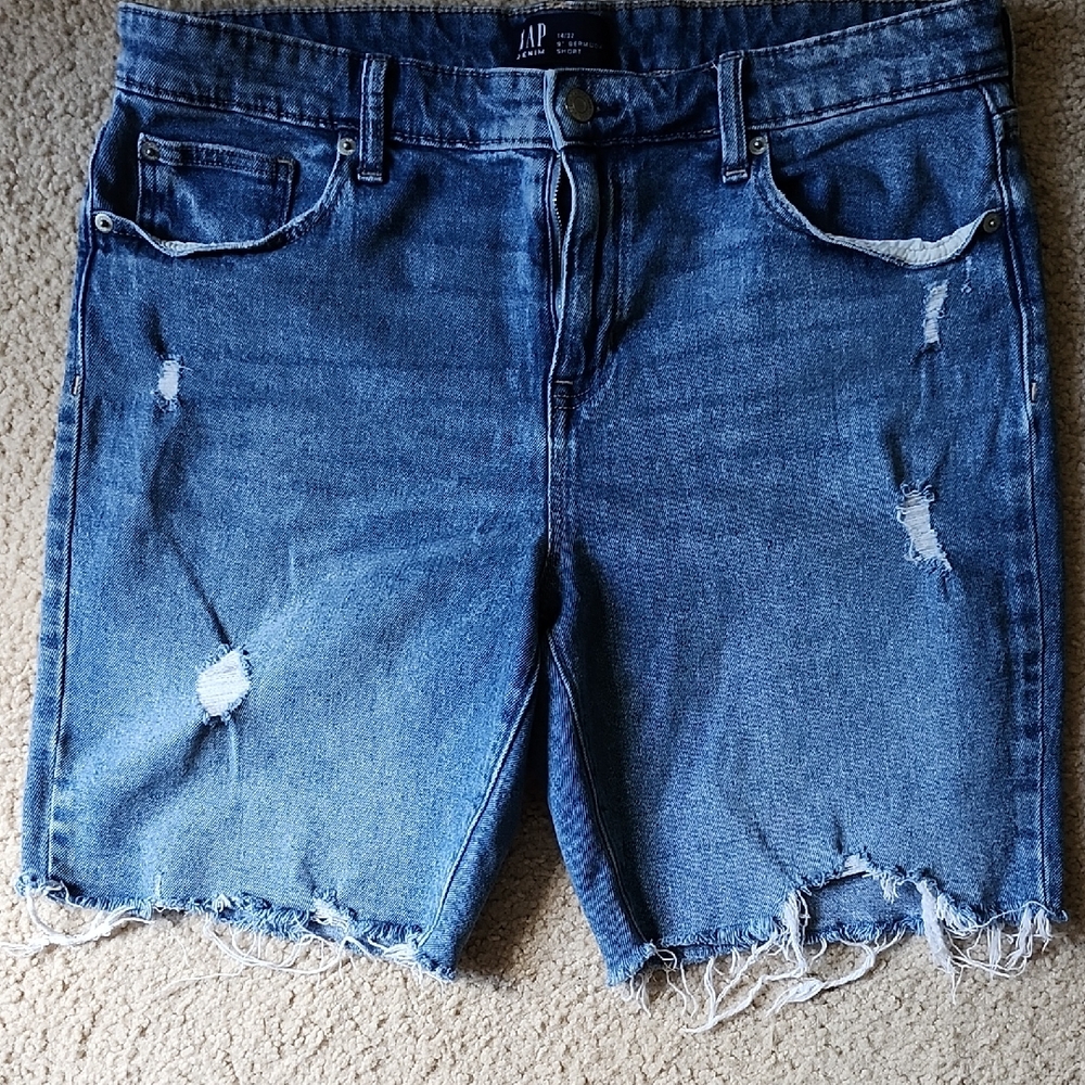GAP Blue Distressed Jean Shorts